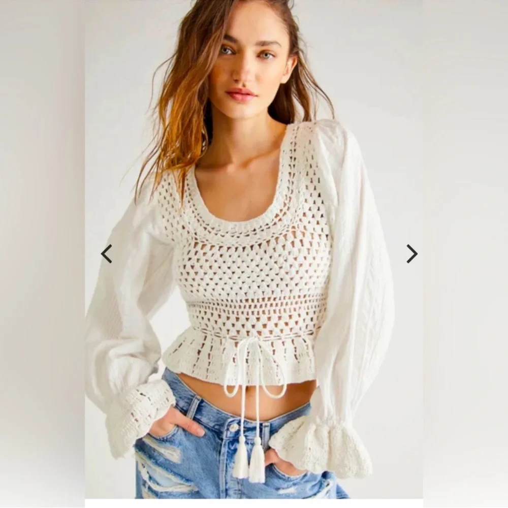 NWT Free People crochet Meghan top - Picture 1 of 8